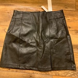 Never worn! Topshop black leather skirt!